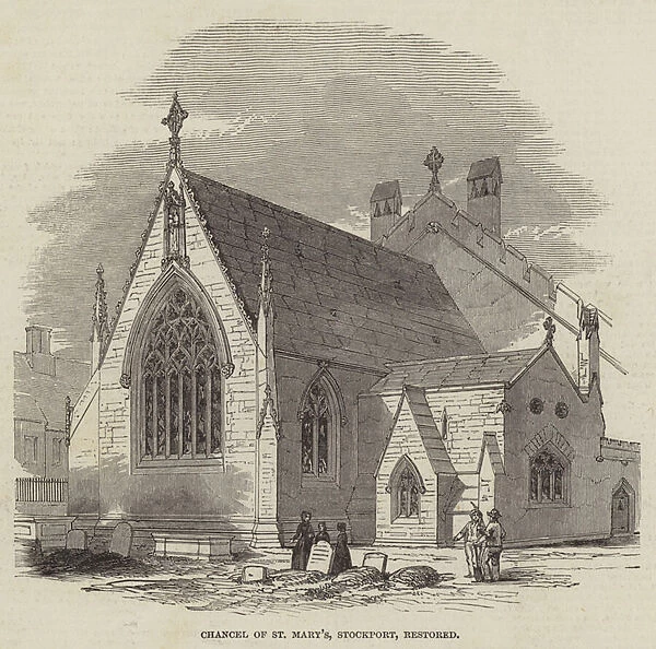 Chancel of St Mary s, Stockport, restored (engraving)