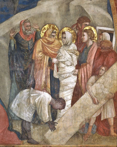Chapel of the Magadalene, the western wall: Scenes from the life of the Magdalene, The Raising of Lazarus. Detail, 1307-08 (fresco)