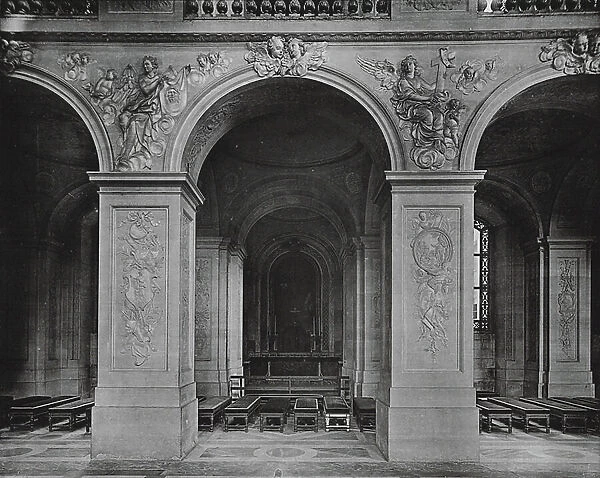 Chapelle De Versailles, Bas-Cote, Architectes, Hardouin Mansart et Robert de Cotte (b / w photo)