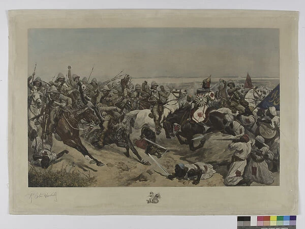 The Charge of the 21st Lancers at the Battle of Omdurman, 1898 (coloured photogravure)