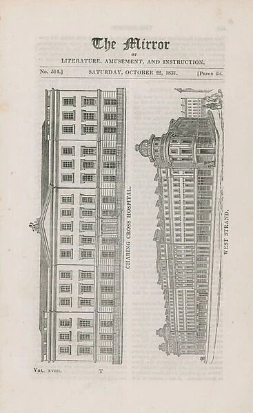 Charing Cross Hospital and West Strand (engraving)