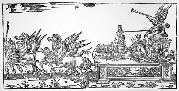 The Chariot of Fame, part of the Triumph of Henri II, published in 1551 (woodcut)