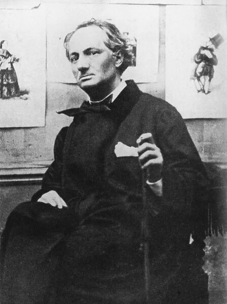 Charles Baudelaire (1821-67) with Engravings, c. 1863 (b  /  w photo)
