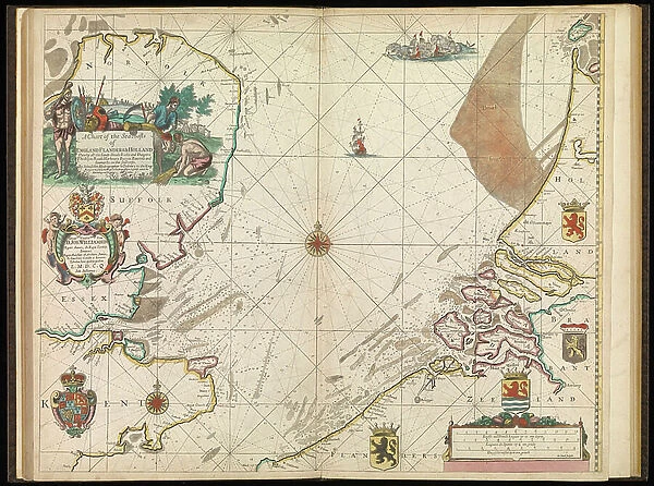 A chart of the sea coasts of England, Flanders and Holland, c.1672 (print)
