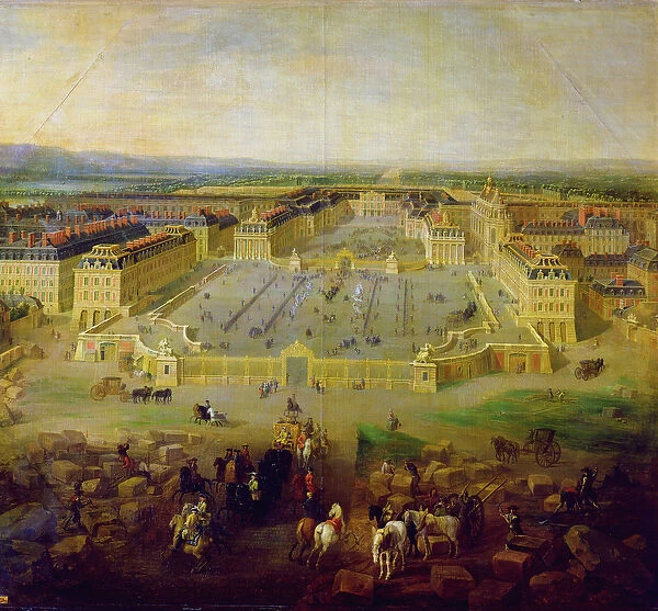 The Chateau de Versailles and the Place d Armes, 1722 (oil on canvas)