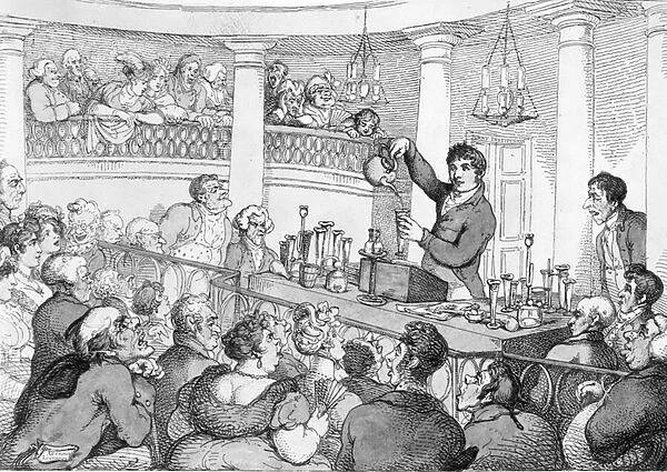 Chemical Lectures, c. 1809 (engraving) (b  /  w photo)