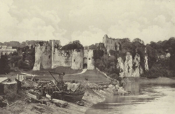 Chepstow Castle, from the River (b / w photo)