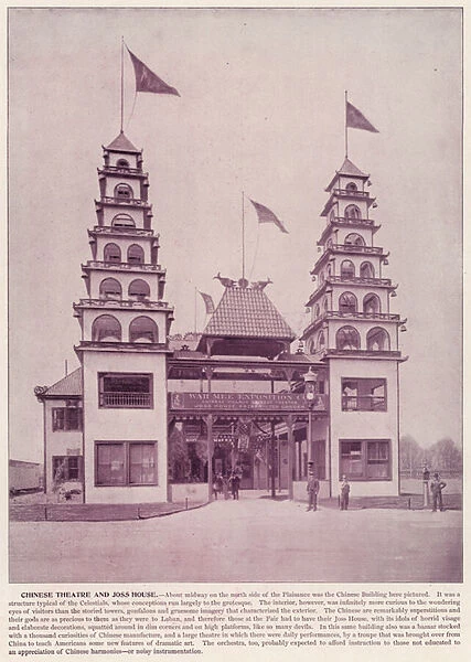 Chicago Worlds Fair, 1893: Chinese Theatre and Joss House (b  /  w photo)