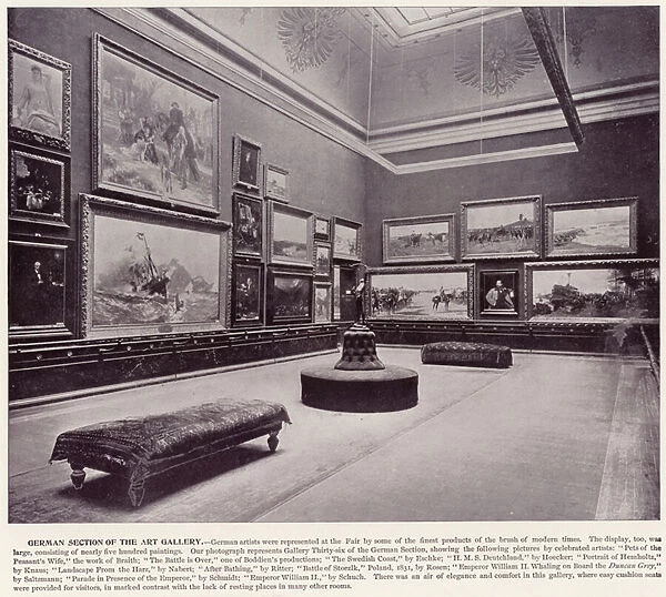 Chicago Worlds Fair, 1893: German Section of the Art Gallery (b  /  w photo)