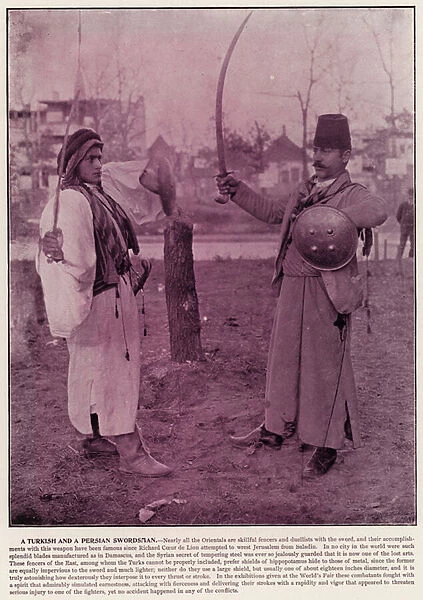 Chicago Worlds Fair, 1893: A Turkish and a Persian Swordsman (b  /  w photo)
