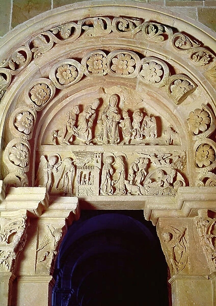 The Childhood of Christ, Tympanum of Right Portal, from the Nave, c.1125 (photo)