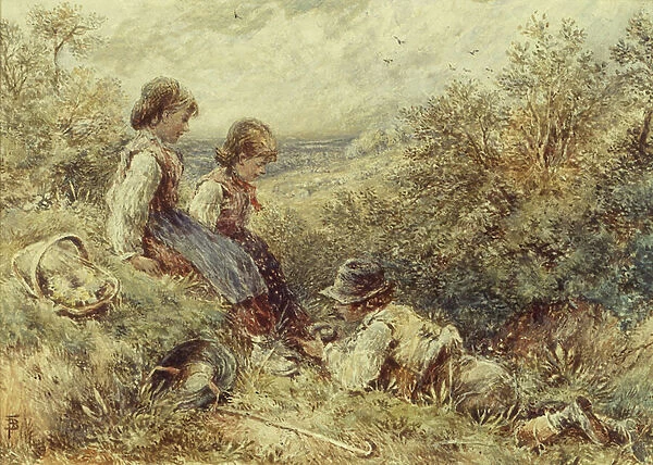 Children collecting eggs, 19th century