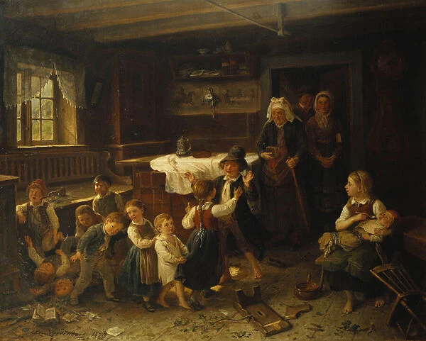 Children Playing in an Interior, 1873 (oil on canvas)
