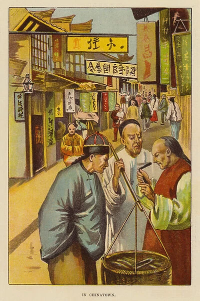 In Chinatown (colour litho)
