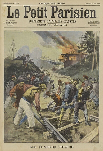 The Chinese Boxers, from Le Petit Parisien, 17th June 1900 (colour litho)