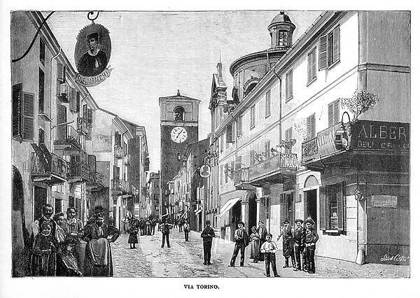 Chivasso - via Torino, 1899 (engraving)
