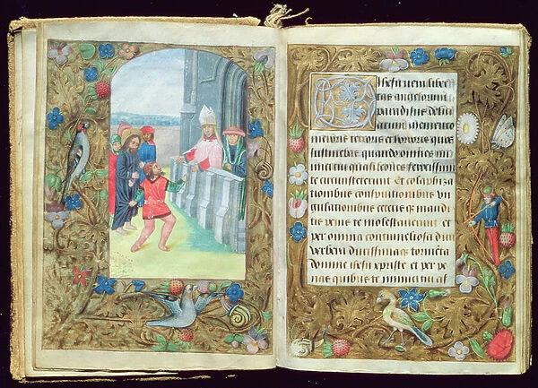 Christ accused, miniature from the Stafford Prayer Book (vellum)