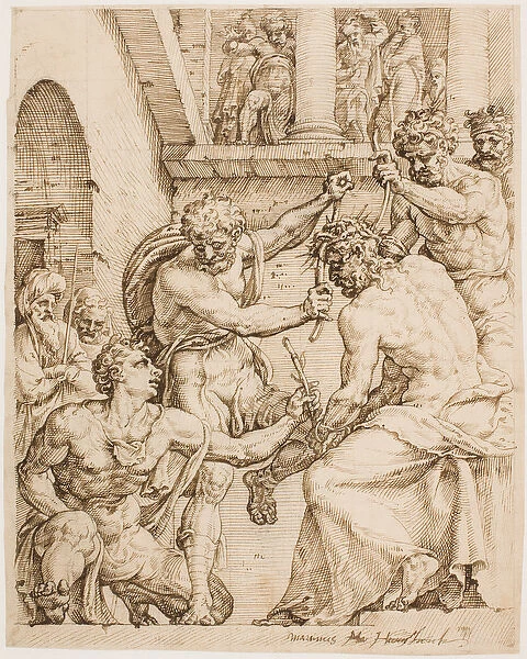 Christ Being Crowned with Thorns, c. 1548 (Pen, brown ink and black chalk on buff paper)