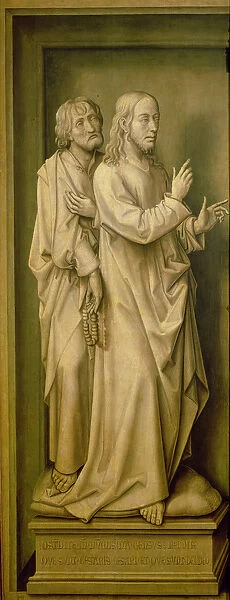 Christ and a Disciple, from the Redemption Triptych, 1455-59 (oil on panel)