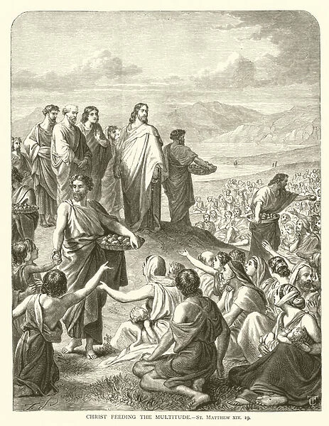 Christ feeding the Multitude, St Matthew, XIV, 19 (engraving)