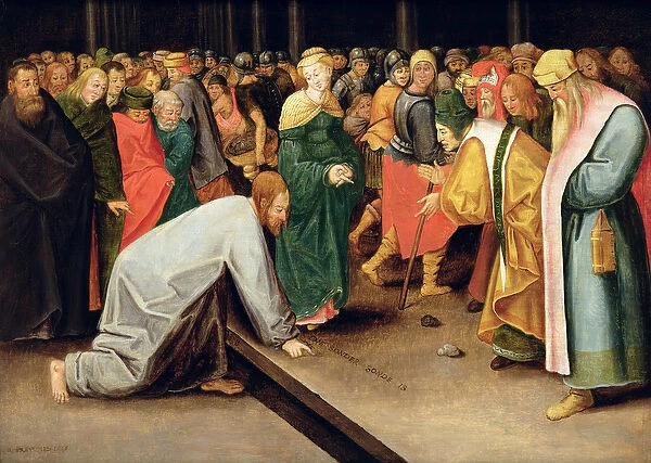 Christ and the women taken in adultery, 1628 (oil on panel)