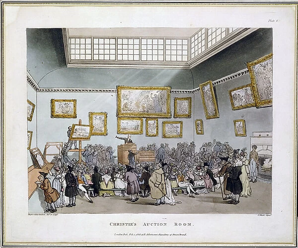 Christies Auction Room, from Microcosm of London by J
