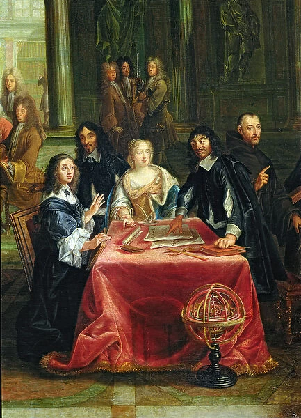 Christina of Sweden (1626-89) and her Court: detail of the Queen and Rene Descartes