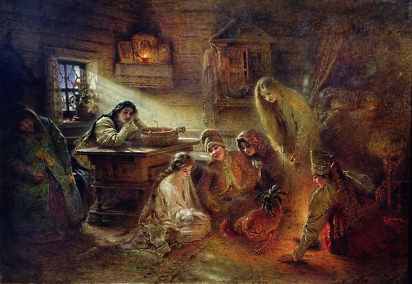 Christmas Fortune Telling (oil on canvas)