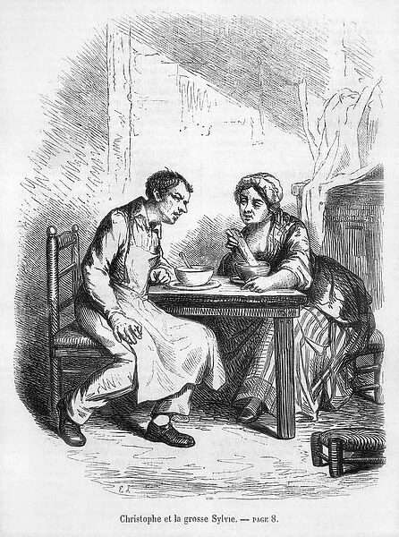 Christophe and the Fat Sylvie, illustration from Le Pere Goriot by Honore de Balzac