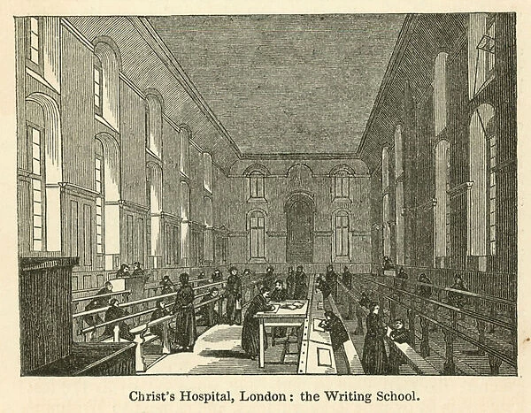 Christs Hospital, London, the Writing School (engraving)