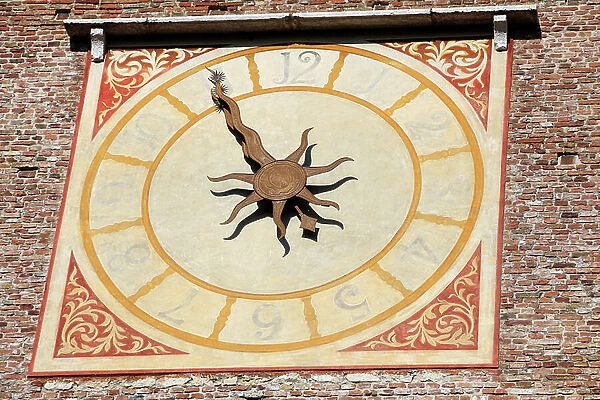 Detail of the Clocktower of castelvecchio. Verona