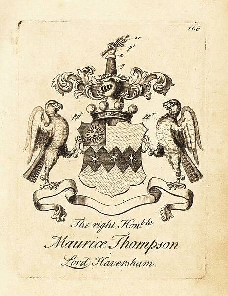 Coat of arms of the Right Honourable Maurice Thompson, Lord Haversham, 2nd Baron Haversham, 1675-1745