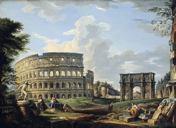 The Colosseum and the Arch of Constantine (oil on canvas)