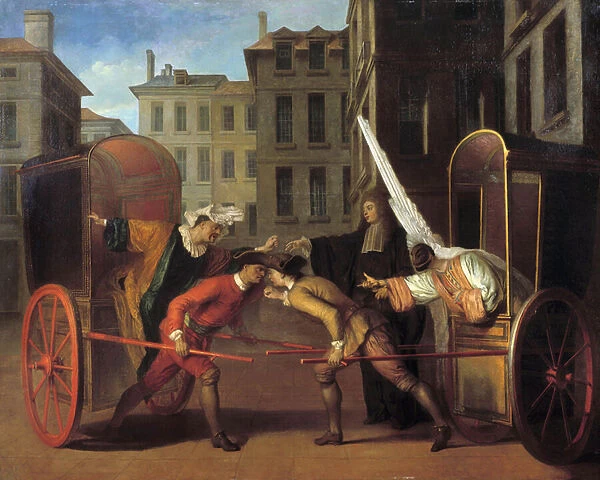 Commedia dell Arte: 'The two carriages (scene of the comedy '