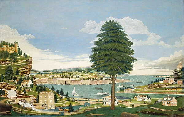 Composite Harbour Scene with Castle, c. 1875 (oil on canvas)