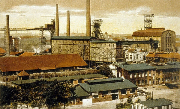 Concordia Coal Mine, Oberhausen, Germany (colour engraving)