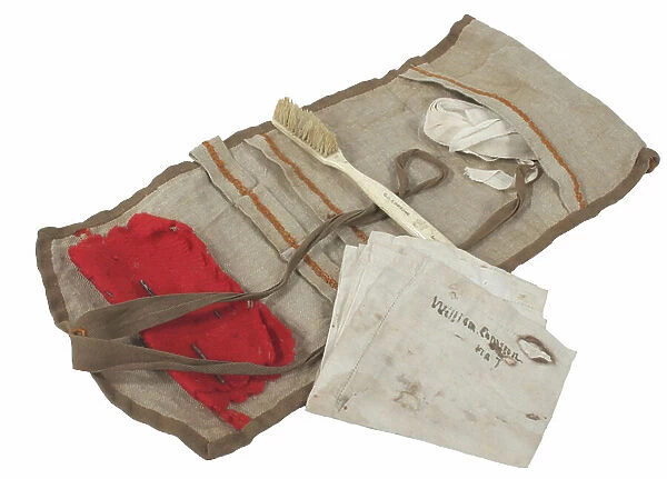 Confederate soldier's sewing kit and toothbrush