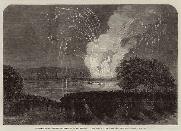 The Congress of German Sovereigns at Frankfort, Fireworks on the Banks of the Maine (engraving)