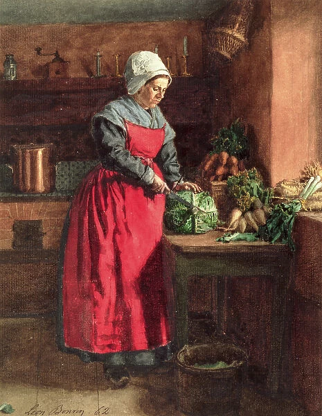 Cook with Red Apron, 1862 (w  /  c, gouache, pen & ink and graphite on paper)