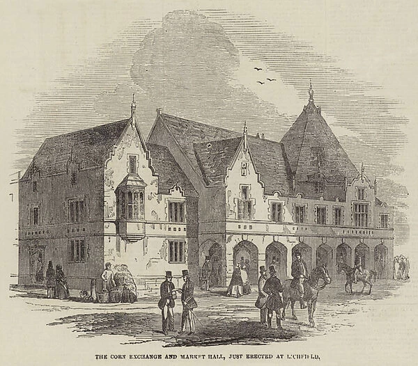 The Corn Exchange and Market Hall, just erected at Lichfield (engraving)