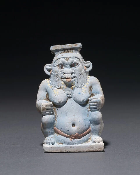 Cosmetic Jar in the Form of the God Bes, 664-525 BC (Egyptian blue)