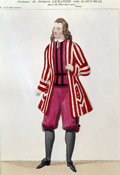 Costume by Frederic Lemaitre as 'Ruy Blas'in the play by Victor Hugo