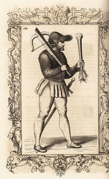 Costume of a Norwegian man, 16th century. 1859-1860 (engraving)