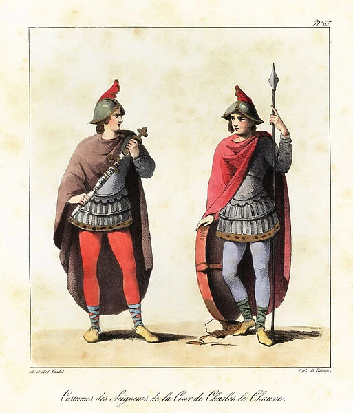 Costumes of Frankish lords at the court of Charles the Bald, 9th century