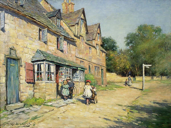 Cotswold village, 1917 (oil on canvas)