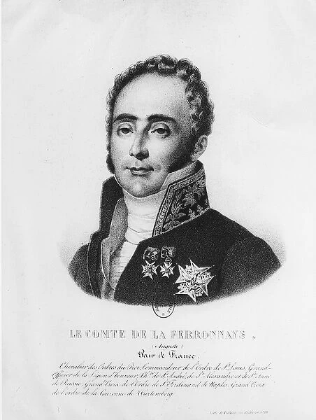 Count Auguste de la Ferronays (1777-1842) (engraving) (b  /  w photo)