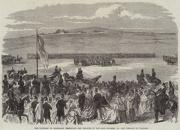 The Countess of Kimberley presenting New Colours to the 24th Regiment at the Curragh of Kildare (engraving)