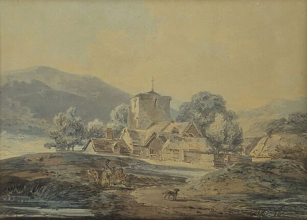 A Country Village Church, c. 1794 (pencil & w  /  c)