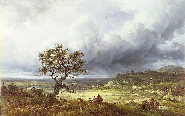 Countryside under a Stormy Sky (oil on canvas)