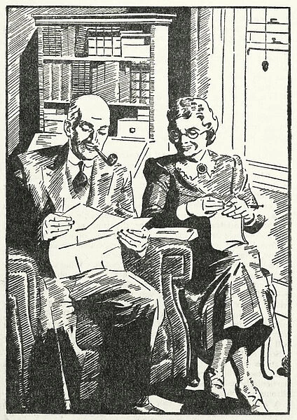 Couple enjoying the security of an endowment policy in old age (litho)